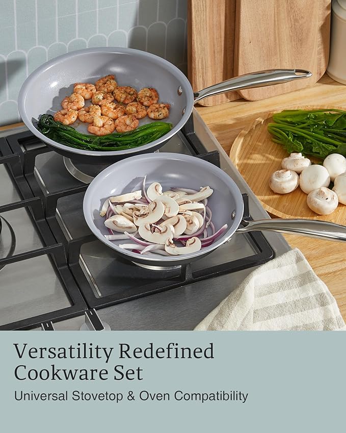 KITEXPERT Non Stick Frying Pans, Titanium Ceramic Skillet Set - Image 6