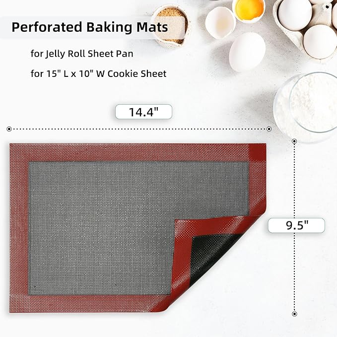 Perforated Silicone Baking Mat for Jelly Roll Pan, Non-Stick Eclair Baking Mat - Image 2