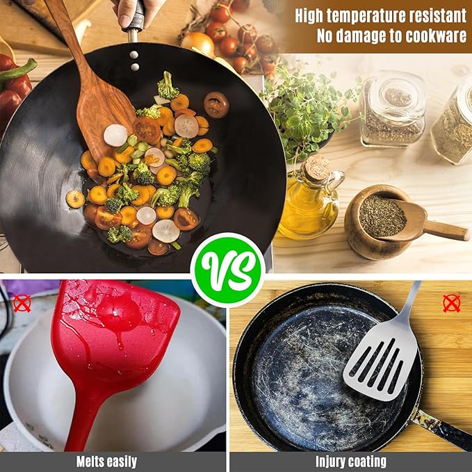 Wooden Spoons for Cooking, Wooden Utensils for Cooking Natural Teak Wooden - Image 3