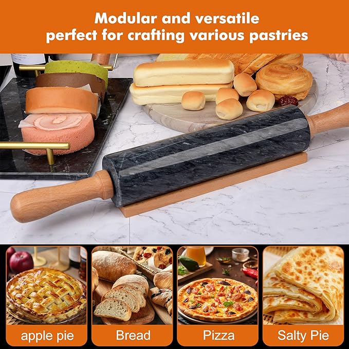 18.5 inches Marble Rolling Pin, Large Non-Stick Dough Roller, - Image 5