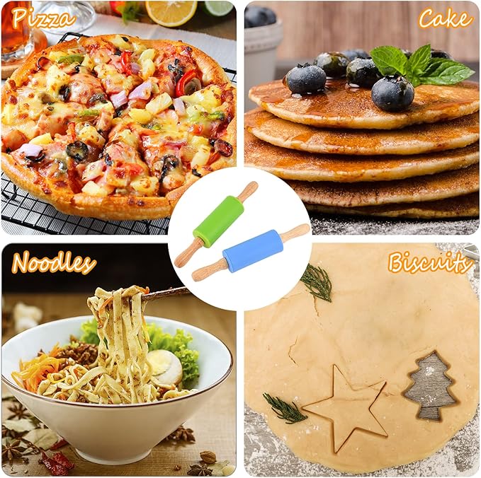 Mini Silicone Rolling Pin for Kids, Non-stick Surface Wood Handle, 9 Inch 16 - Image 5