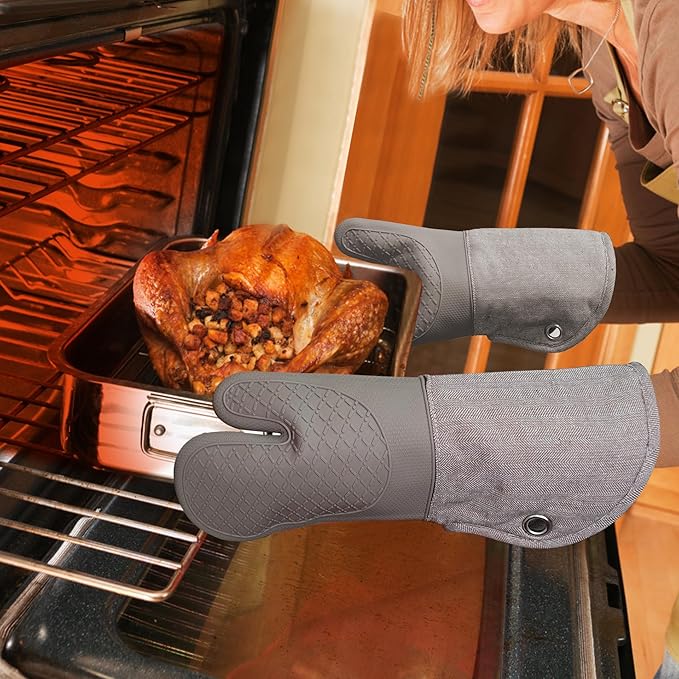 Professional Microwave Silicone Oven Mitts one Pair, Kitchen Mitten Set - Image 4