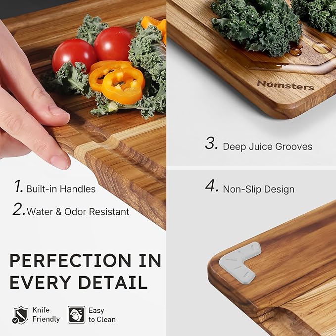 5 Pack Teak Wood Cutting Board Set - Image 4