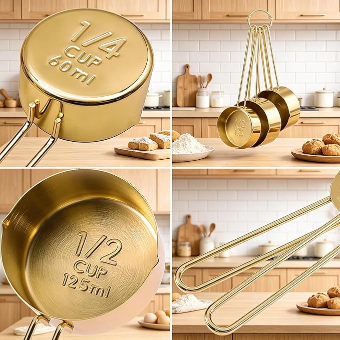 4pcs Stainless Steel Measuring Cups Set Kitchen Accessories Baking Tea Coffee - Image 5