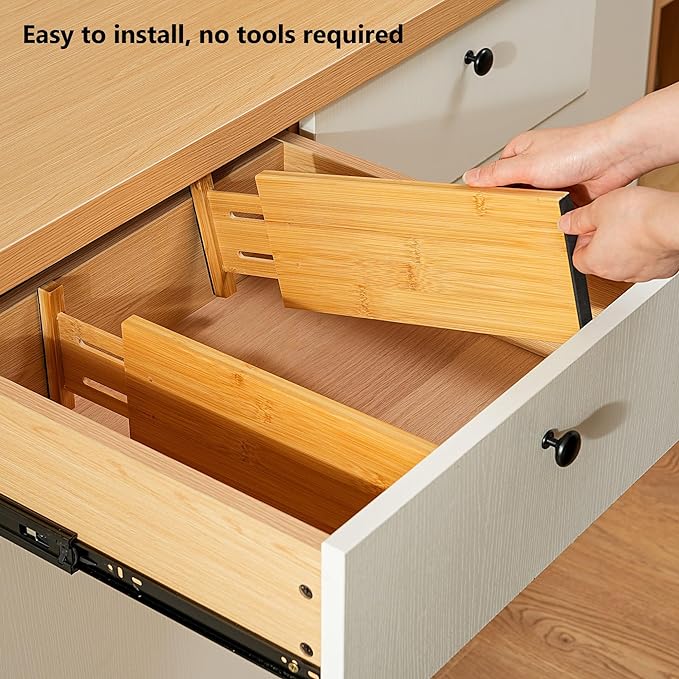 Fabsome Dresser Drawer Organizers 6 Pack, 4.65'' High Adjustable from 17-22‘’ - Image 4
