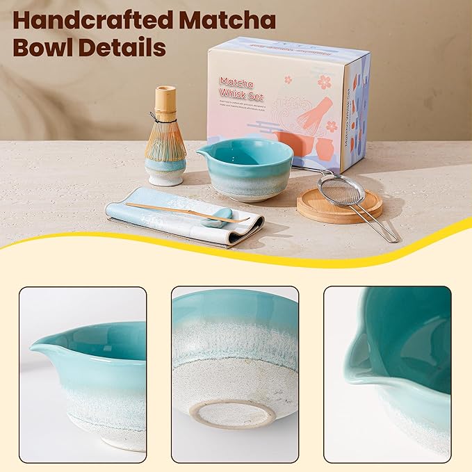 Matcha Whisk Set, Ceramic Matcha Kit Desert Style, Matcha Whisk and Bowl - Image 7