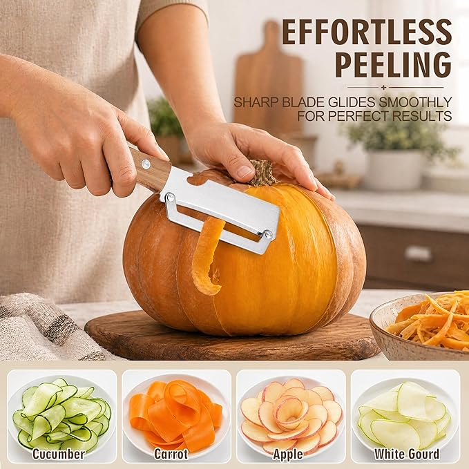 Vegetable Peeler, with Wooden Handle & Bottle Opener, Stainless Steel Kitchen - Image 5