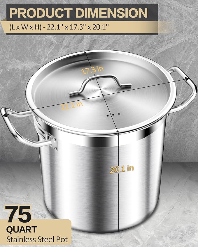 STOCKPOT 75 Quart Commercial Stock Pot - Image 7