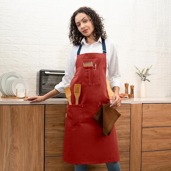 Cotton Canvas Apron for Women & Men – Adjustable Neck Strap & Waist Ties - Image 9