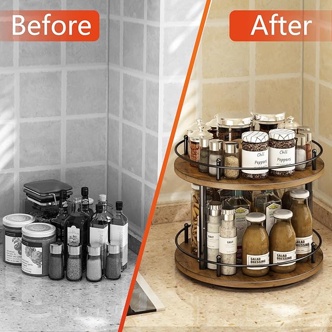 2 Tier Lazy Susan Organizer, 2-Tier Spinning Spice Rack - Image 4