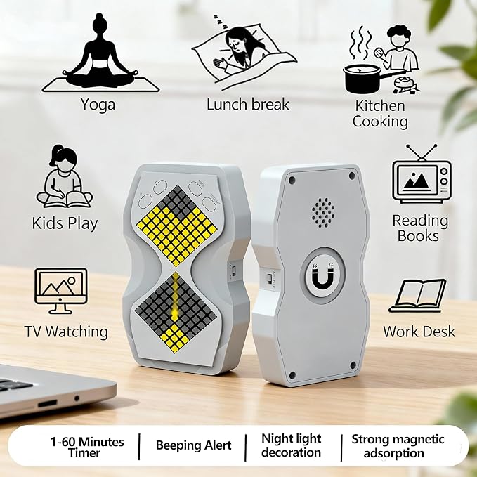 LED Visual Hourglass Timer, 1-60 Minute Countdown - Image 4