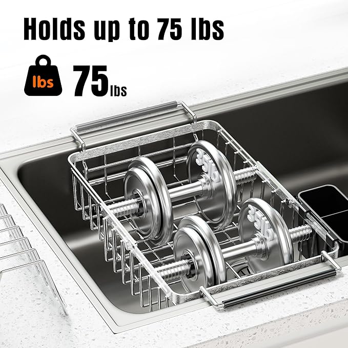 Expandable Dish Drying Rack in Sink, Stainless Steel Over The Sink Dish Drainer - Image 7
