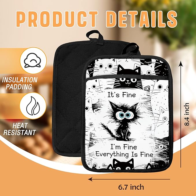 Funny Black Cat Pot Holders - Image 2