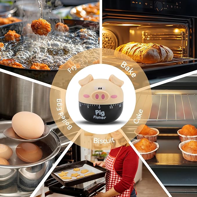 Cute Kitchen Timer, Piggy Wind up Timer Cooking Manual Kitchen Funny Mechanical - Image 7