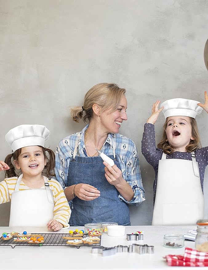 Kids Apron and Chef Hat Set, 30 Pieces Boys Girls Kids Apron - Image 8