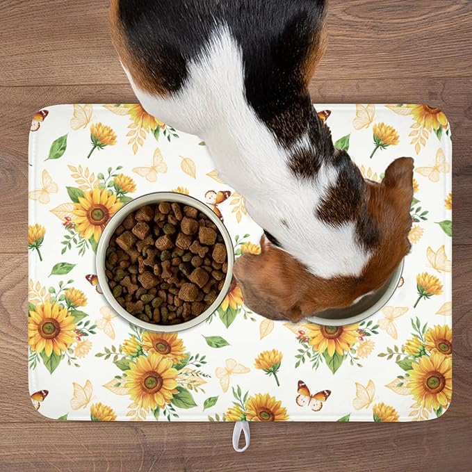Sunflower Dish Drying Mat for Kitchen Counter Summer Yellow Floral Microfiber - Image 9
