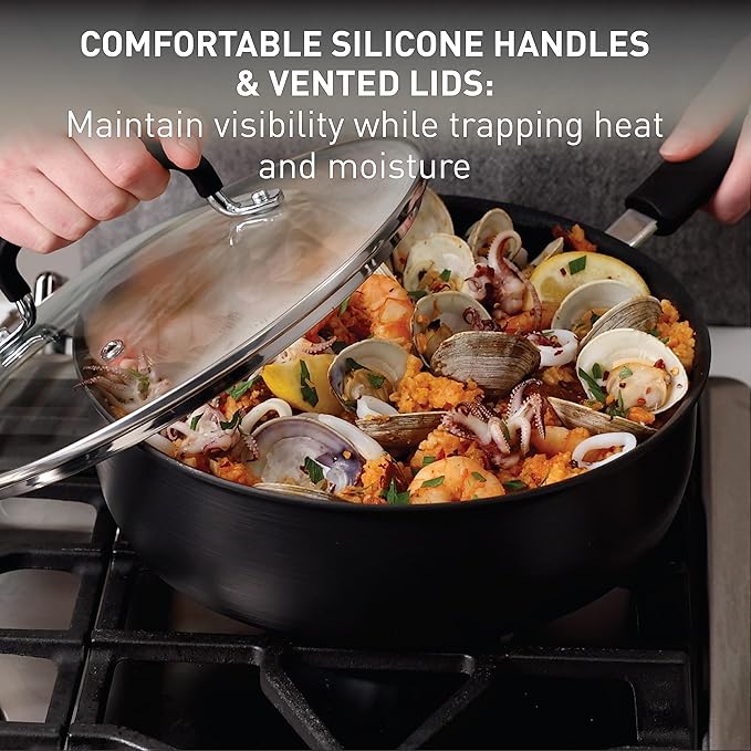 T-fal Ultimate Hard Anodized Nonstick Cookware Set 12 Piece, Oven Broiler Safe - Image 6