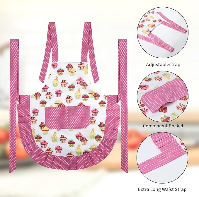 G2PLUS Apron for Women with Pockets, Extra Long Ties Cotton Apron Perfect for - Image 4