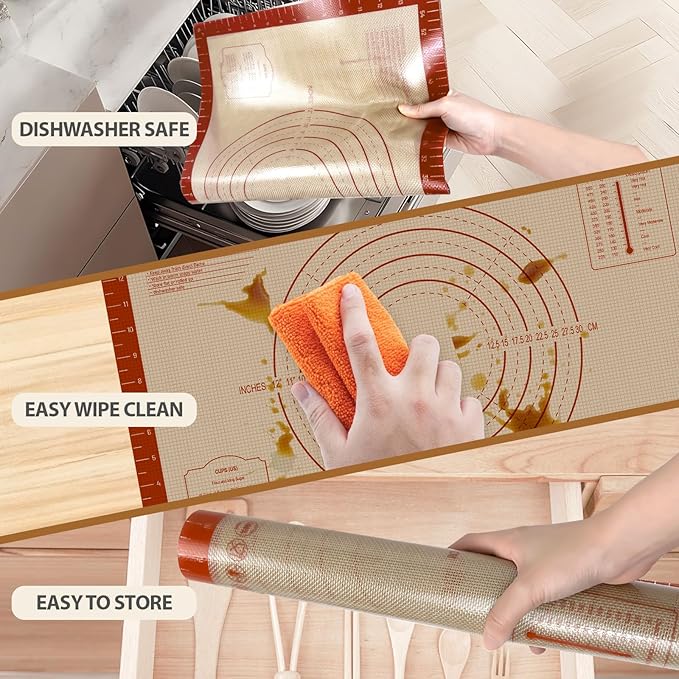 Pastry Mat, 0.7mm Extra Thick 36 x 24 Inches Large Non Stick Silicone Baking Pad - Image 5