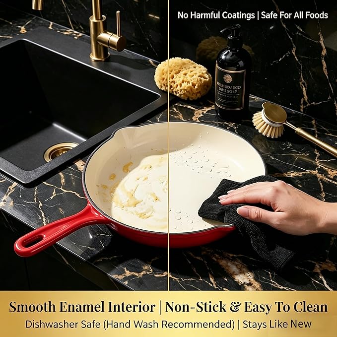 QuliMetal Enameled Cast Iron Cookware Set, 4-Piece Pots and Pans Set - Image 5