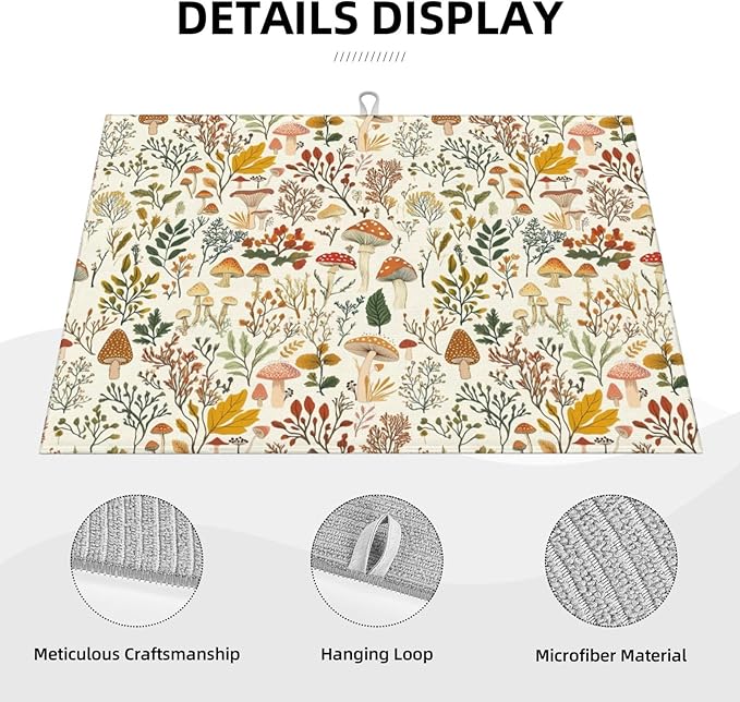 Mushroom Dish Drying Mat For Kitchen Microfiber Drying Mats Absorbent - Image 4