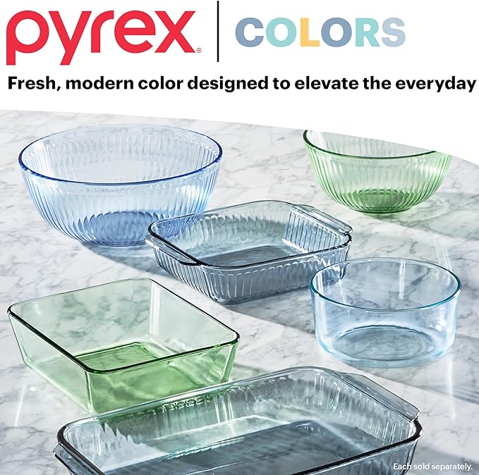 Pyrex Colors Sculpted Tinted Medium/Large Glass Mixing Bowls - Image 6