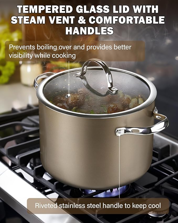 Cooks Standard Hard Anodized Ceramic Nonstick 8-Quart Stock pot - Image 6