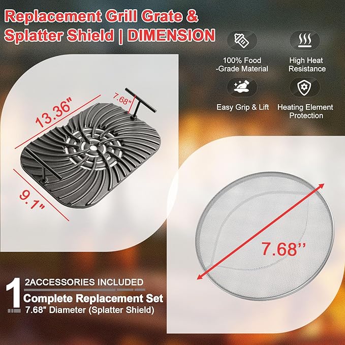 Grill Grate & Splatter Shield for Ninja Foodi FG551 DG551 Grill Accessories - Image 3