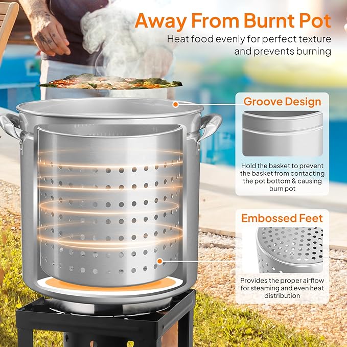 ROVSUN 50-Quart Stainless Steel Turkey Fryer & Seafood Boil Pot - Image 4