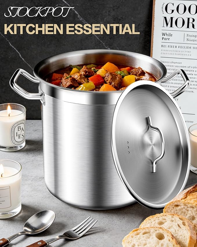 STOCKPOT Large Stock Pot with Lid – Professional Stainless Steel Stockpot 40 - Image 8