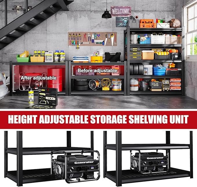 Set of 3 71"H Garage Shelving-3000LBS 5 Tier Storage Shelves, Adjustable Heavy - Image 4