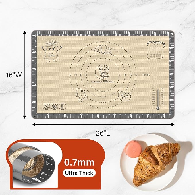 Silicone Baking Mat with Cookie Recipes, Extra Thick Silicone Mat - Image 3