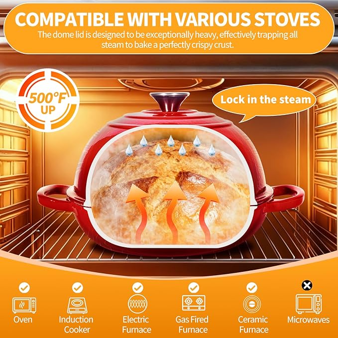 ONKO Dutch Oven For Sourdough Bread Baking, 6QT Enameled Cast Iron Dutch Oven - Image 2