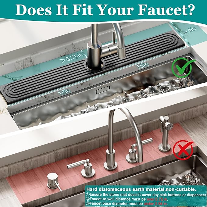 Stone Faucet Mat for Kitchen Sink - Image 2