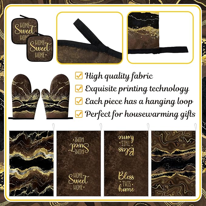 Leinuosen 8 Pcs Kitchen Towels and Dishcloths Sets Oven Mitts and Pot Holders - Image 5