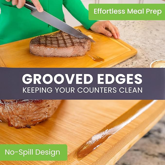 20 Inch Bamboo Wood Cutting Board Featuring Super-Sized Glue-Free Surface™ – - Image 6