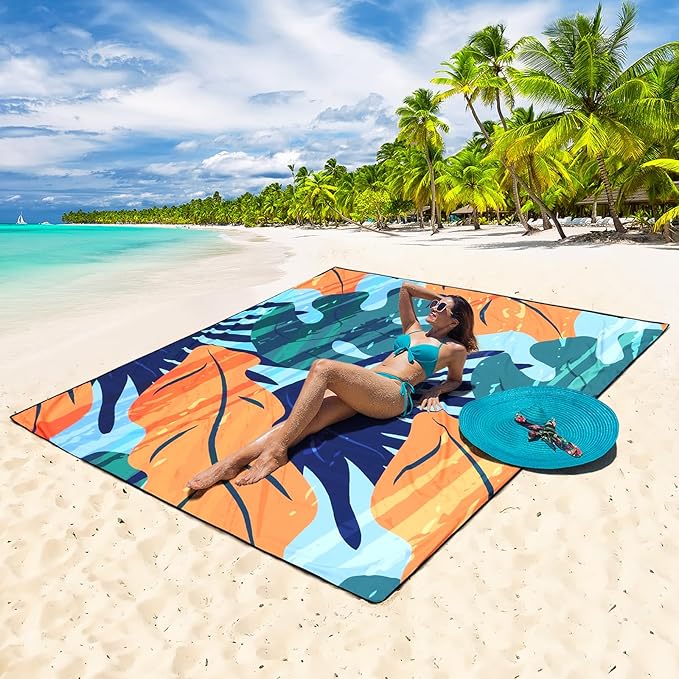 HIHOHO Beach Blanket Waterproof Sandproof Extra Large Beach Mat 79" X - Image 4