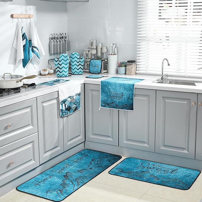 Fourluoo 10 Pcs Landscape Kitchen Dish Towels Rugs Oven Mitts and Pot Holders - Image 7