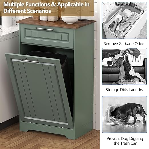 Single 10 Gallon Tilt Out Trash Can Cabinet - Image 5