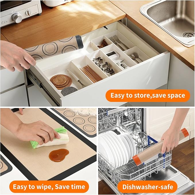 Luckyiren 2-Pack Silicone Baking Mats – Non-Stick Reusable BPA-Free Oven Liners - Image 5