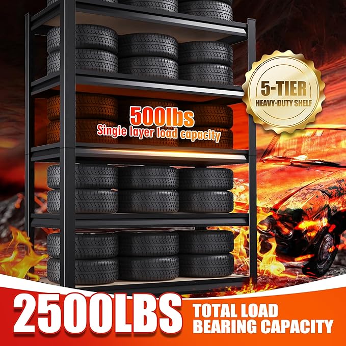 Garage Shelving-2050 lbs 5 Tier Storage Shelves, Adjustable Heavy Duty Metal - Image 7