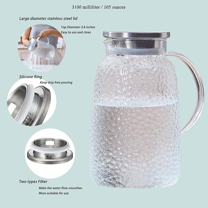 Purefold 105 oz Glass Water Pitcher - Image 3