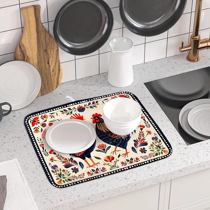 Roosters Chicken Dish Drying Mat - Image 6