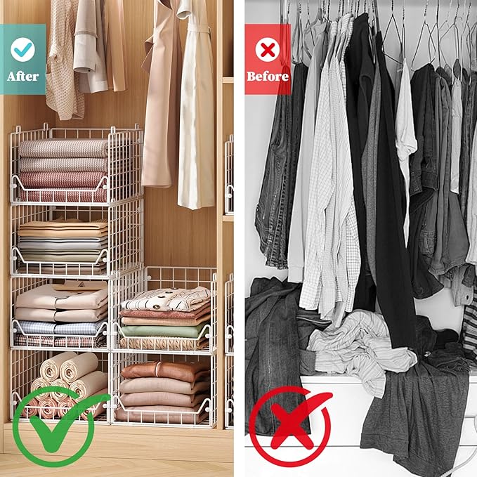 Jakyitvi 6-Tier Closet Shelf Organizer, Metal Stackable Closet Organizers and - Image 6