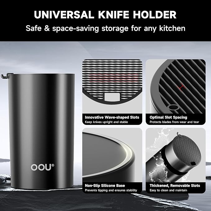 OOU Knife Set with Block and Sharpener, Dishwasher Safe Knife Set - Image 5