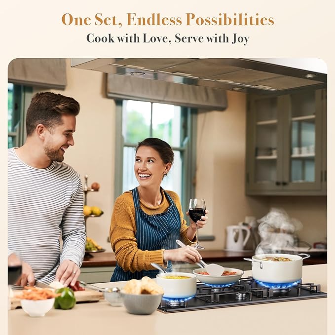 PekGema Ceramic Pots and Pans Set, Nonstick Kitchen Cookware, Oven Safe Cooking - Image 7