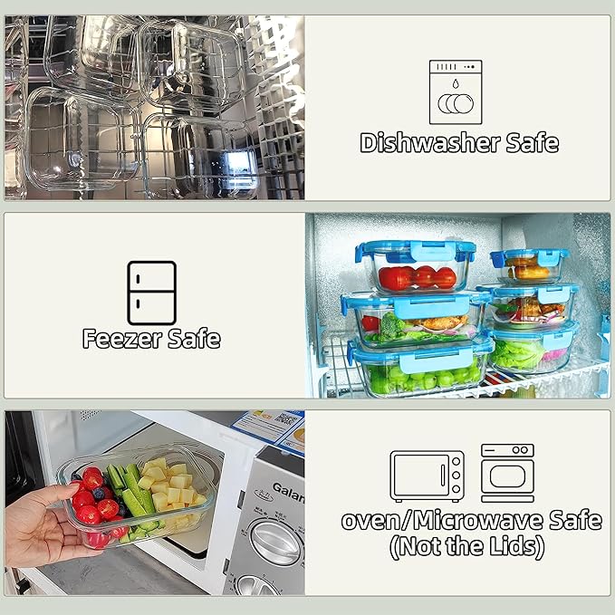 FAWLES 12 Pack Glass Meal Prep Containers - Image 5