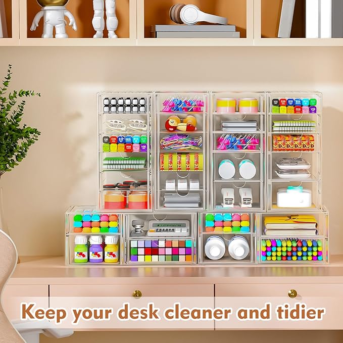 ARSTPEOE 22 Drawers, Acrylic Desk Makeup Organizer, Plastic Drawers Organizer - Image 2