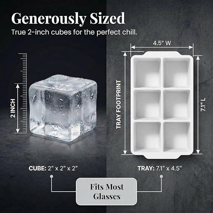 KitchFort Large Silicone Ice Cube Tray, Easy Release 2" Big Ice Cubes - Image 8