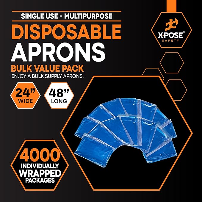 Xpose Safety 4000 Blue Plastic Disposable Aprons - Image 3